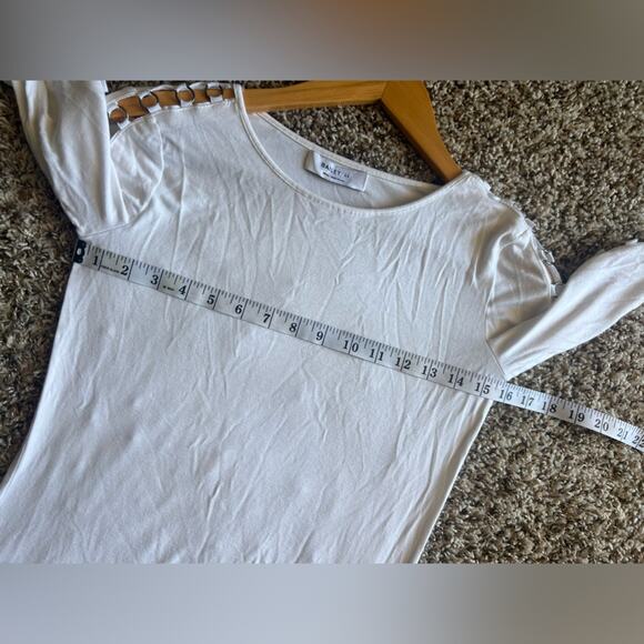 Bailey 44 hooped long sleeve white top size Small grunge neutral - Picture 7 of 10